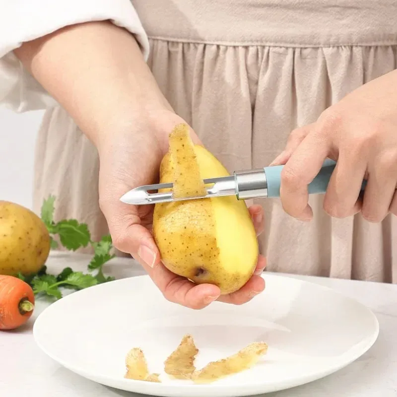 Pengupas Sayuran Berputar Pelbagai fungsi untuk Lobak Kentang Apple Non Slip Alat Dapur Ergonomik Penghiris Buah Alat Isi Rumah — image 3