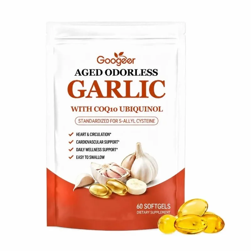 Aged Odorless Garlic Softgels with CoQ10 Ubiquinol & K2 Blood Pressure Heart & Circulation Support Cholesterol 60 Softgels — image 8