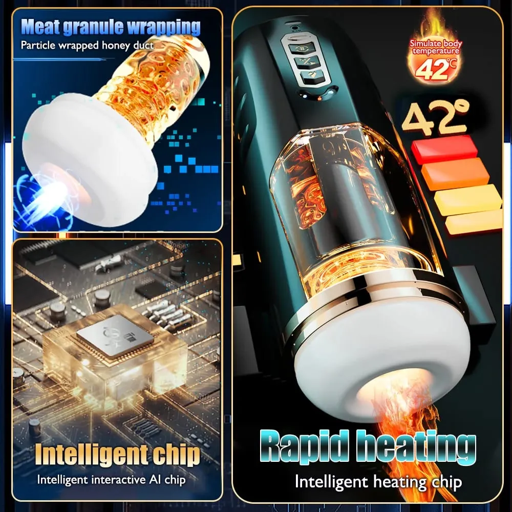 Automatic Male Masturbator Telescopic Vibrator Heating Sexy Voice Suction Cup Electric Pocket Pussy Sex Toys For Men — image 4