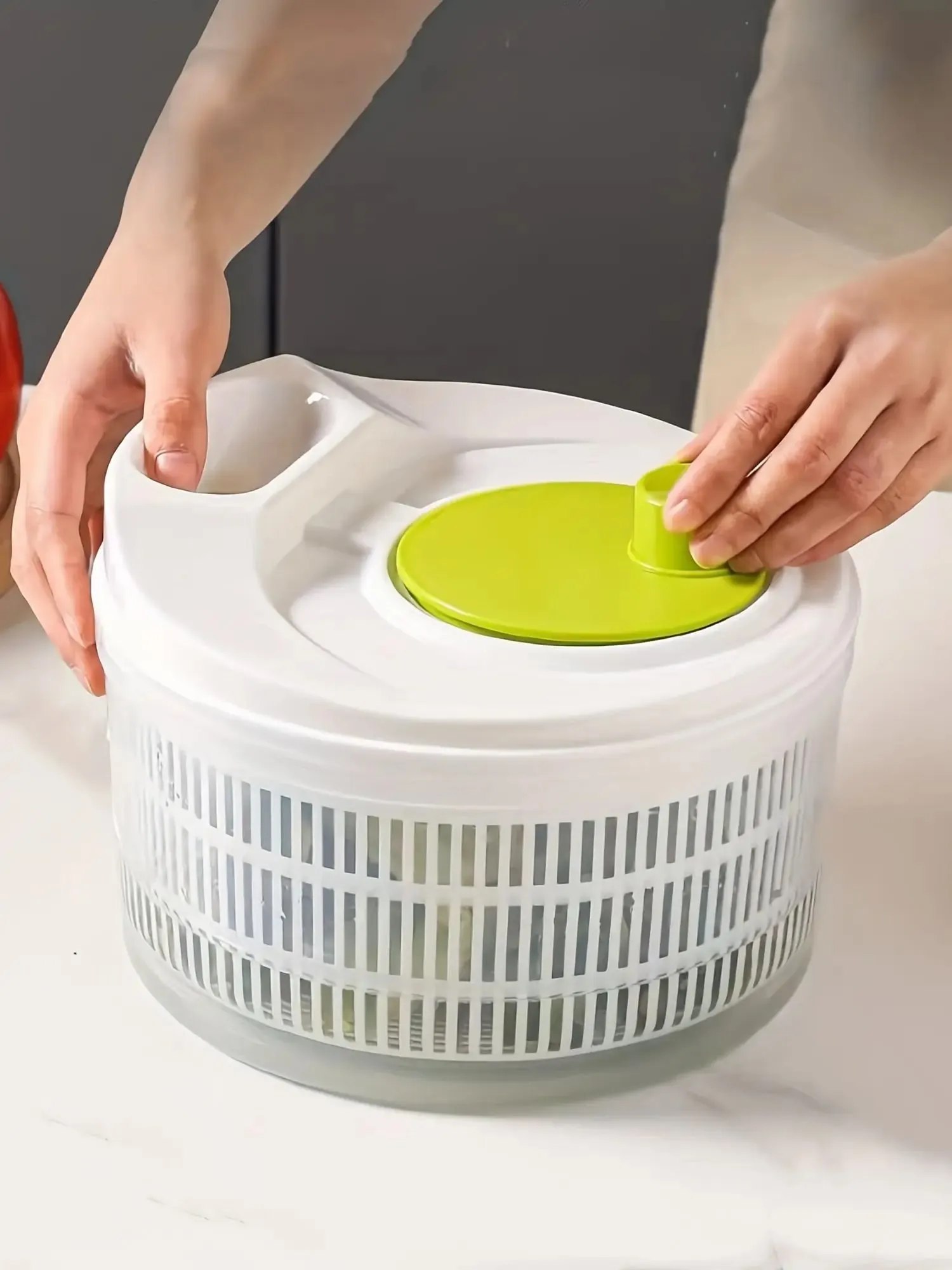 Centrifuga per insalata, lattuga, lavatrice, asciugatrice, scolapiatti, frutta e verdura, filtro per lavare e asciugare le verdure in foglia, utensili da cucina. — image 7
