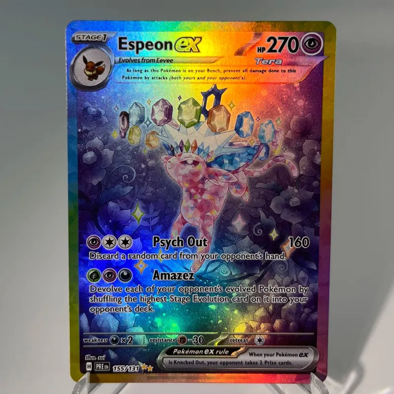 Kad PKM Prismatic Evolutions PTCG5-A GX Rainbow Umbreon Sylveon Leafeon ex Rare Collection Battle Toys Hadiah untuk Hobi — image 18