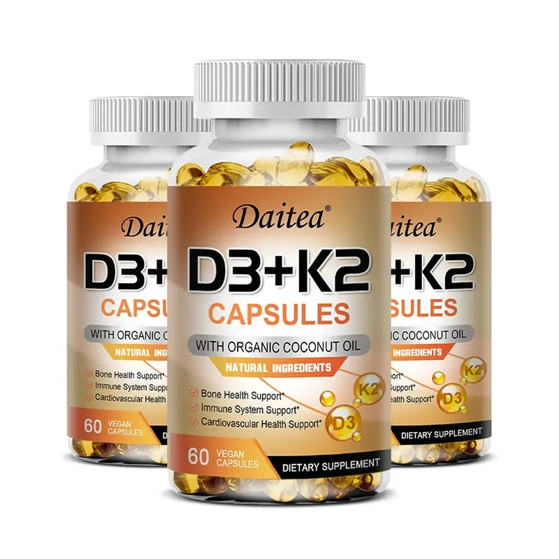 Vitamin D3 K2 Capsule - 5000 IU Vitamin D3 Promotes Strong Bones Calcium Absorption Teeth Heart Cardiovascular Health — image 10
