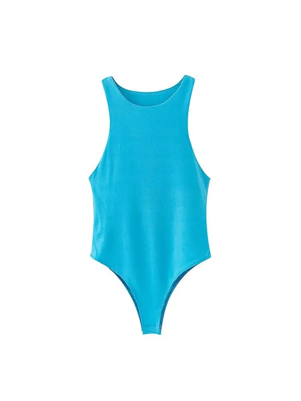 2022 summer solid sexy bodycon women bodysuits female 4 color green slim casual bodysuit chic lady club short playsuits femme — image 6