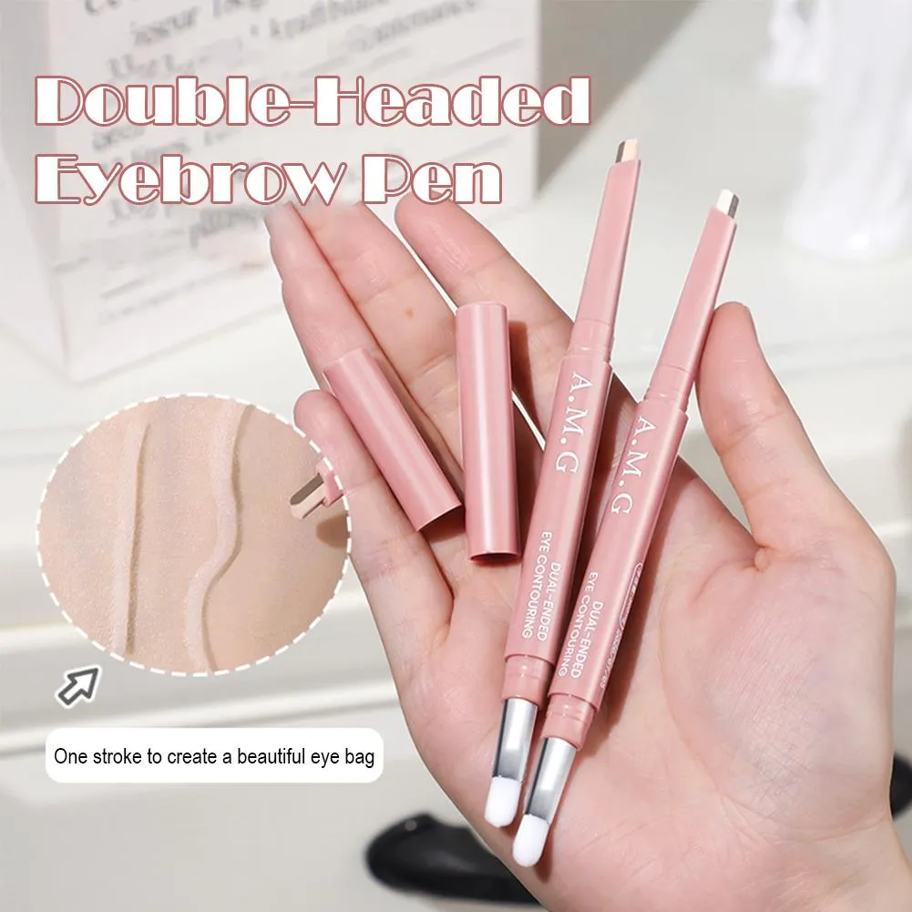 Dobbelthovedet Silkworm Eyeliner Pen Cremet Glat Blendbar Liggende Silkworm Blyant under øjet Highlight Contouring Pen med pensel — image 2