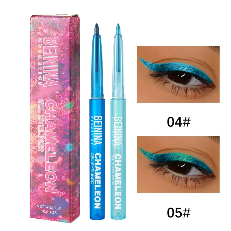 Shiny Chameleon Metallic Blue Eyeliner Gel Pen Ombretto Multicolor Eye Liner Perlescente Polarizzato Glitter Eye Pigment Cosmetico — image 10