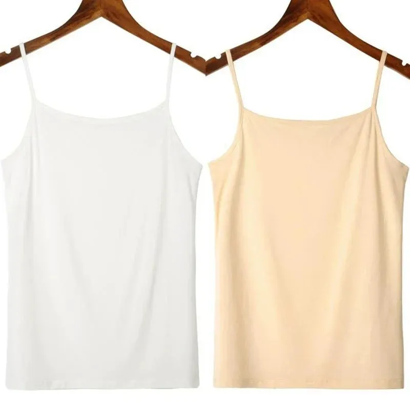 Solid Color Sleeveless Camisole Vest Casual Basic Slim Tank Top All Match Daily Women Summer Fashion Streetwear Tops Underwear