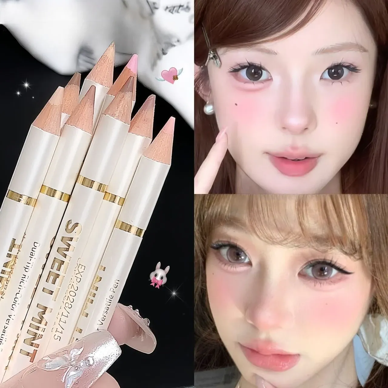 Doppelseitiger, liegender Seidenraupenstift unter dem Eyeliner, zum Aufhellen des Schatten-Make-up-Stifts, Nude-Rosa-Beige-Textmarker für das untere Augenlid, Konturierung — image 3