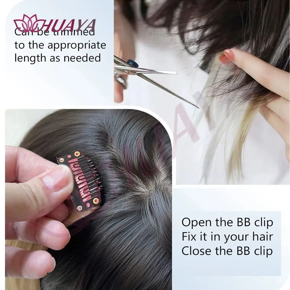 2 Kepingan Sintetik Klip Berwarna 20inci dalam Sambungan Rambut Panjang Lurus Merah Jambu/Biru/Ungu Halloween/Rambut Krismas — image 6