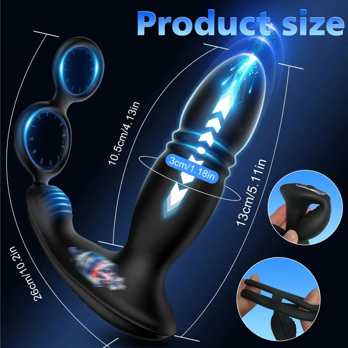 คู่แหวนอวัยวะเพศชาย 3 IN 1 รีโมทคอนโทรลไร้สาย Telescopic Anal Vibrator Dildo ชาย Prostate Massager ผู้ใหญ่เพศของเล่นสำหรับผู้ชายคู่ — image 6
