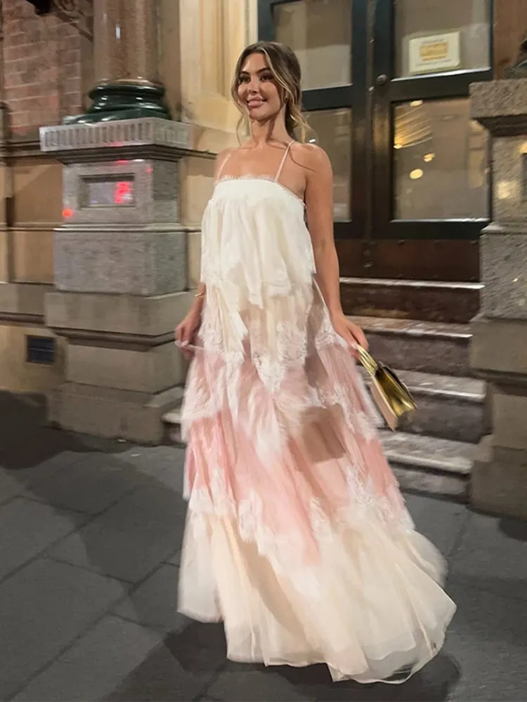 Robes bouffantes en dentelle à bretelles Spaghetti pour femmes, Slim, sans manches, dos nu, longueur au sol, nouvelle tenue de vacances d'été pour dames, 2026 — image 3
