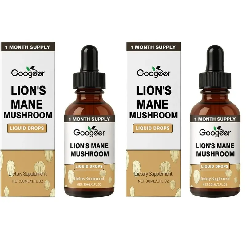 Googeer Lion's Mane Mushroom Liquid หยดหน่วยความจำและการสนับสนุนโฟกัสเพื่อความชัดเจนทางปัญญา ความคล่องตัวทางจิต ปราศจากแอลกอฮอล์ 30 ML