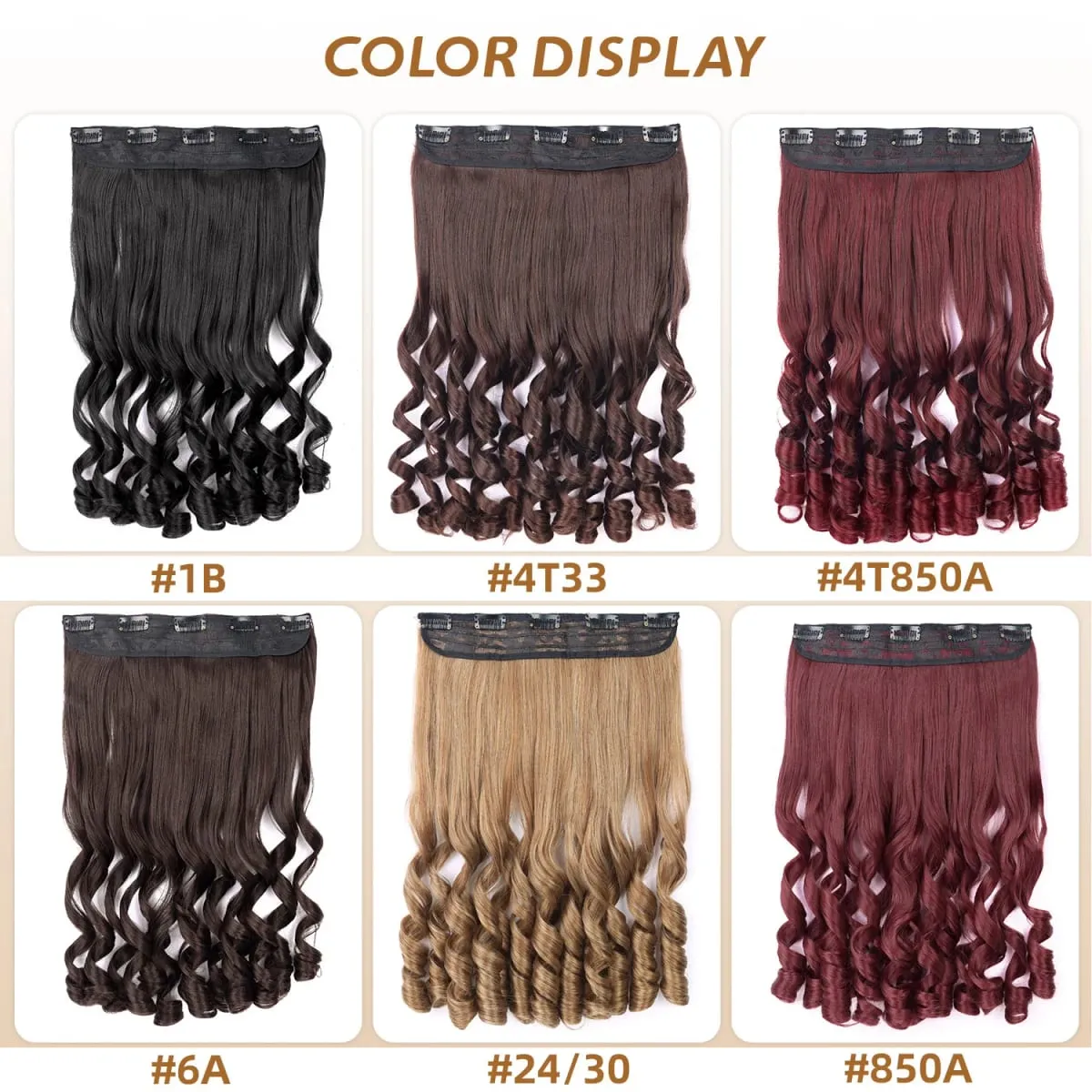 Extensions de cheveux synthétiques à Clip en une seule pièce, 5 Clips en une seule pièce, faux cheveux de 16 pouces, Style bouclé français pour femmes et filles, fête quotidienne — image 7