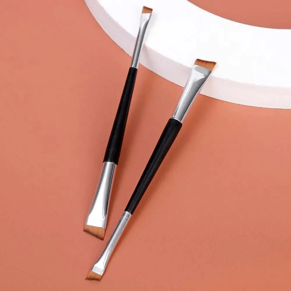 Professionele Wenkbrauwborstel Eyeliner Schuine platte kop Eyeliner Wenkbrauwcontour Make-up kwasten Dubbele kop Make-up gereedschap 15 stuks