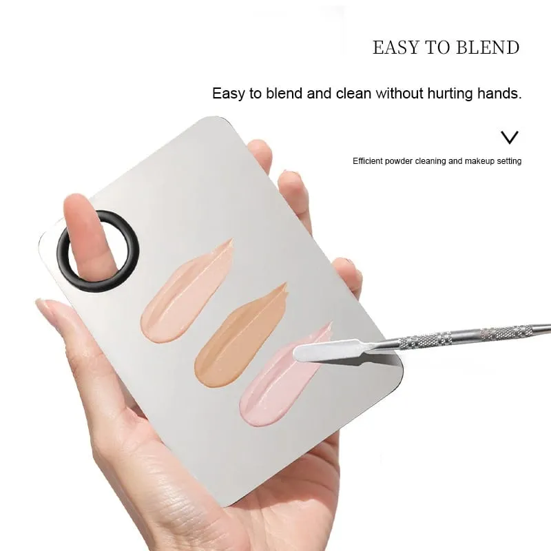 Palette de mélange de maquillage KissDate, spatule de maquillage avec spatule de fond de teint, plateau de mélange de maquillage en acier inoxydable, Palette d'art des ongles