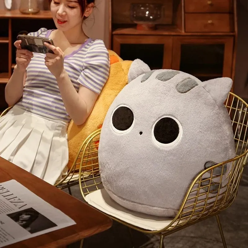 Bantal Mewah Kucing Hitam dan Coklat Bulat Lucu Berbulu Generik Boneka Lembut Mainan Sofa Tempat Tidur Bantal Punggung Dekorasi Rumah untuk Dewasa — image 3