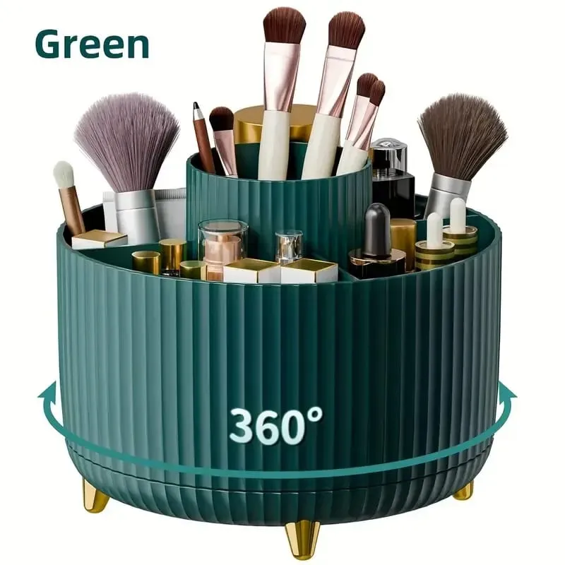 Suporte giratório 360 ° para pincéis de maquiagem, 5 espaços, organizador, mesa multifuncional, armazenamento de cosméticos para banheiro de mesa — image 15