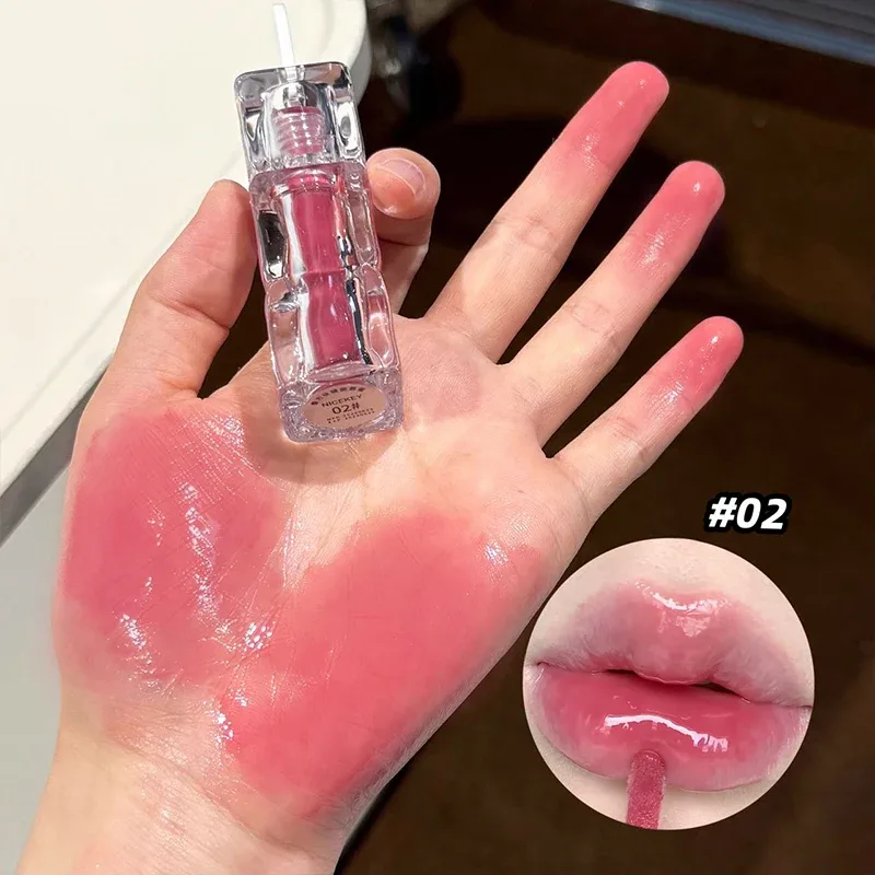 Brillant à lèvres miroir aqueux, hydratant durable, facile à porter, vernis à lèvres en verre d'eau, teinte rouge Sexy, cosmétiques