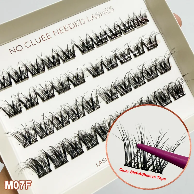 Cils auto-adhésifs en grappe, large robinet pré-collé, Extension de cils naturelle, pas besoin de colle, appuyez sur les cils Manga — image 9