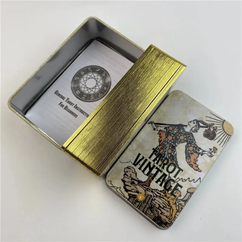 Højkvalitets Tin Box Tarot Vintage Cards Divination Deck With Paper Guidebook Engelsk version Klassiske brætspil