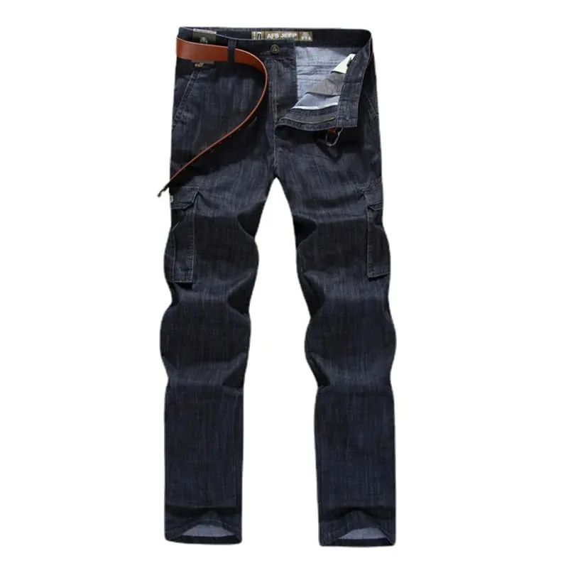 Yüksek Kaliteli erkek Kot Çok Cep Denim Kargo Pantolon Büyük Boy Rahat Pantolon Erkek Giyim Gevşek Pantolon 29-44 — image 5