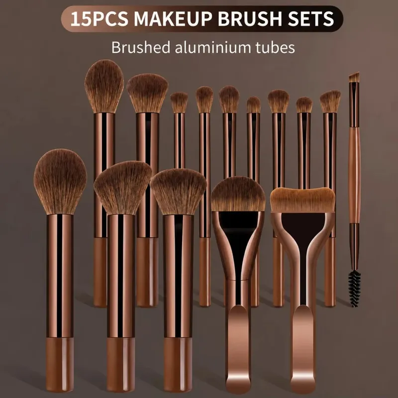 Børstesæt indeholder 14 stk makeup børster + 1 stk makeup taske + 2 stk makeup svampe indeholdende foundation børste Blush børste — image 5