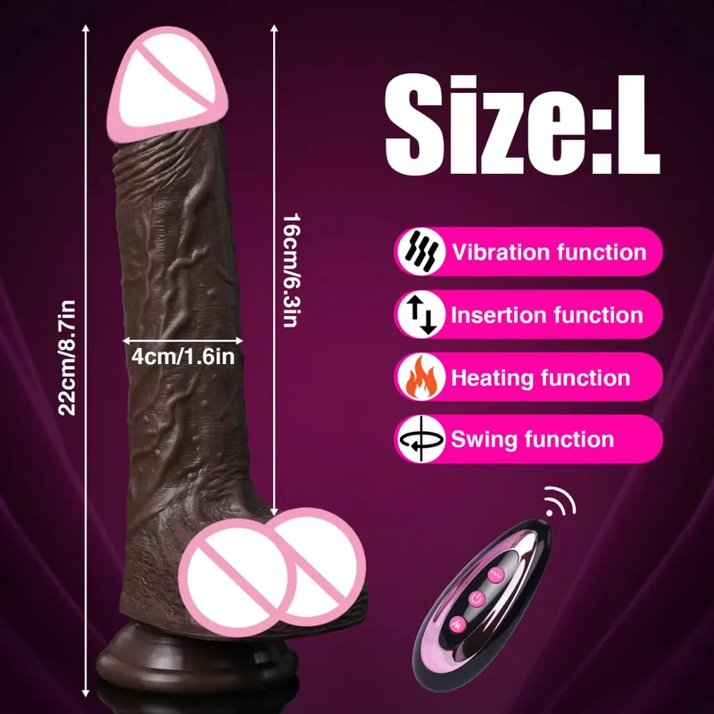 Gode réaliste vibrateur télescopique en Silicone, pénis de Masturbation pour femmes, bite de poussée, chauffage pour adultes, jouets sexuels télécommandés — image 18