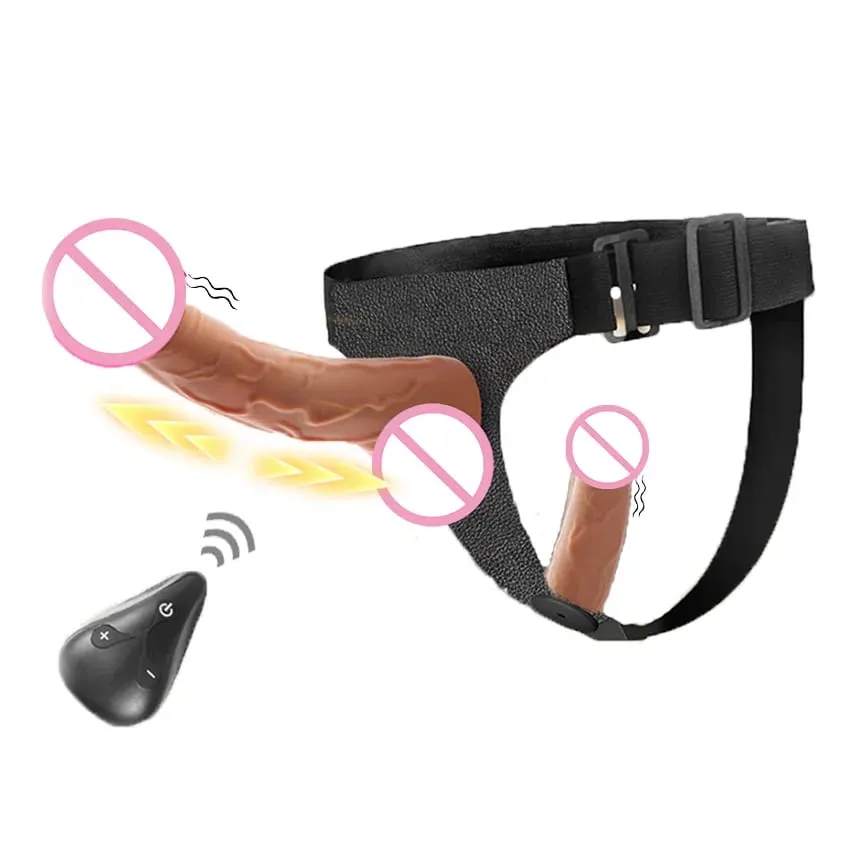 Consolador telescópico de doble cabeza con correa, vibrador, masajeador portátil realista, bragas artificiales para lesbianas, productos para adultos, juguete sexual — image 6