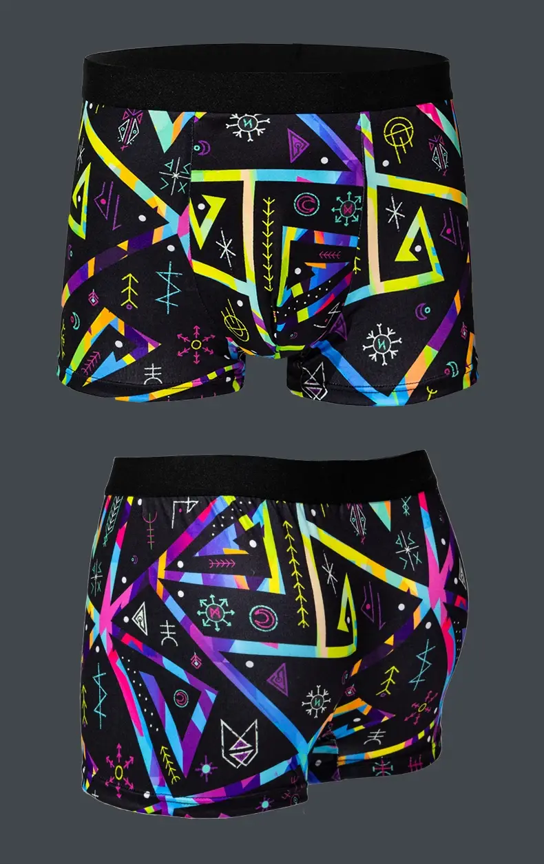 5 pezzi Intimo da uomo con stampa graffiti, pixel, cyberpunk, boxer comodo, casual e alla moda — image 9