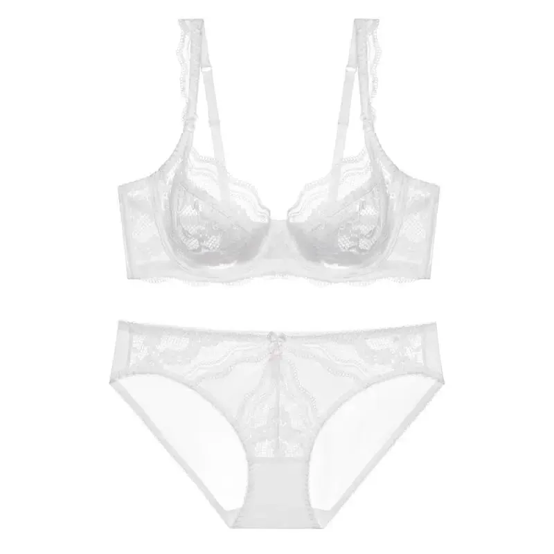 Plus Kích Thước Full Áo Ngực Quả Giá Bộ Áo Ngực Sheer Ren Hoa Mỏng Chống Chảy Xệ Hỗ Trợ Trong Suốt Quần Lót Nữ Thoáng Khí Dùng Thân Thiết
