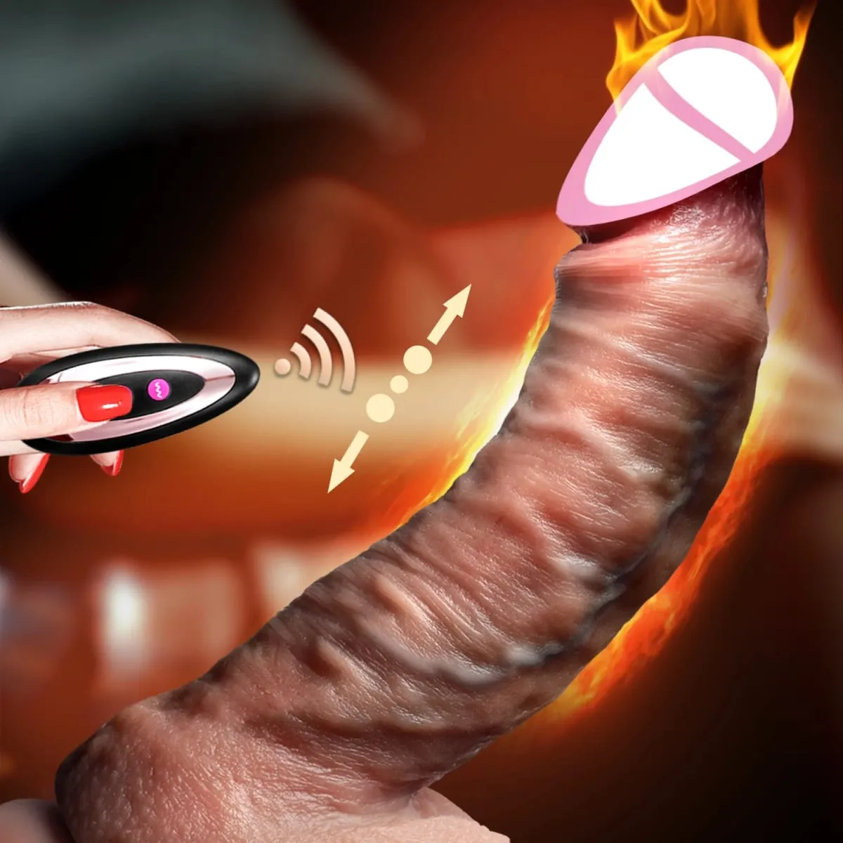 Dildo Vibrator Realistik Teleskopik Penembusan Faraj Wanita Melancap Palam Dubur Zakar Dipanaskan Bergetar Mainan Seks untuk Wanita — image 2