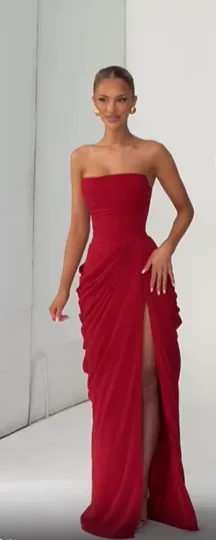 Abito da donna sexy a pieghe solido Lady Chic con spalle scoperte Senza spalline Abiti spaccati a vita alta 2026 Abito da sera estivo — image 13