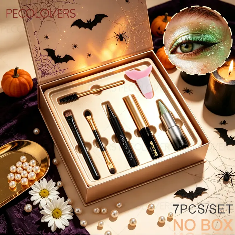 7 Buah/Set Maskara Eyeshadow Tahan Air Stik Eyeshadow dengan Kuas Rias & Alat Bantuan Rias Mata Hadiah Wanita — image 2