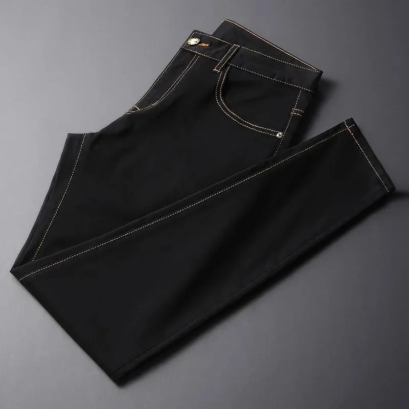2026 männer Schwarze Jeans Herbst Neue Ankunft Exquisite Stickerei Stretch Slim Fit Mid-Taille Vielseitig Casual Lange Hosen — image 6