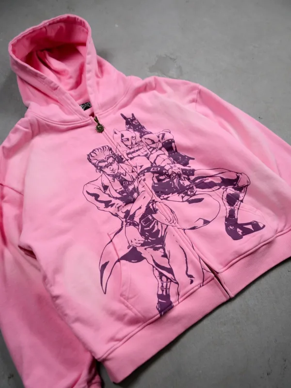 Hoodies Harajuku Oversized Mens Womens Jojo Bizarre Splicing Embroidery Zip Up Hoodie Hip Hop Couples Y2k Street Sweatshirt — image 8