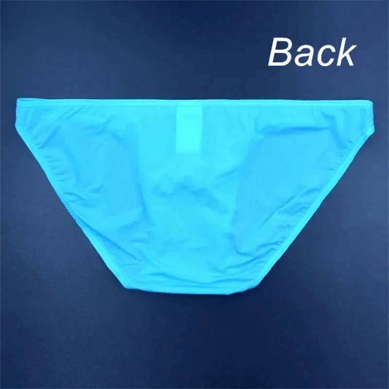 Two Line Stripe Ice Silk Briefs for Men Plus Size Underwear Sexy U Convex Lingerie Low Waist Bugle Pouch Male Panties — image 15