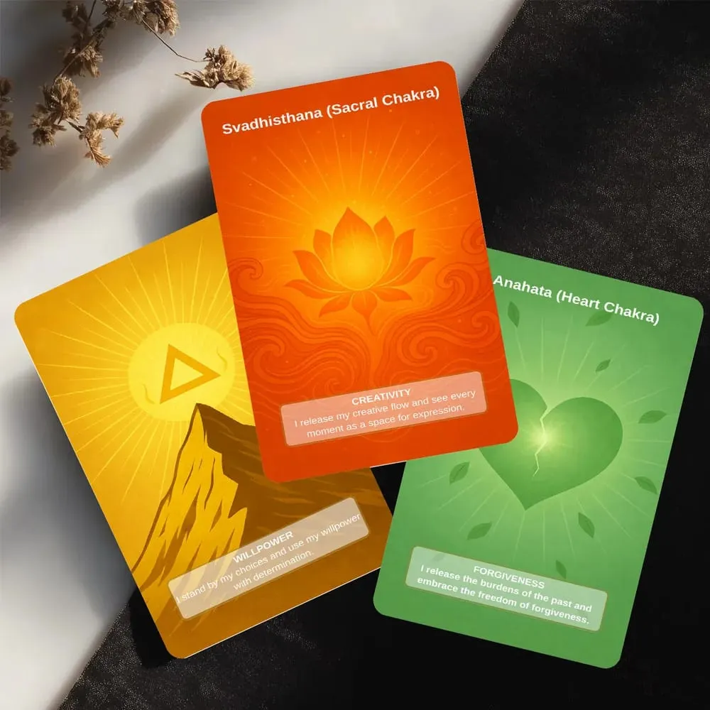 50 Card Deck περιλαμβάνει 1 Instructional Cards Chakra Intention Oracle Self-Connection & Energy Adjustment Practices — image 5
