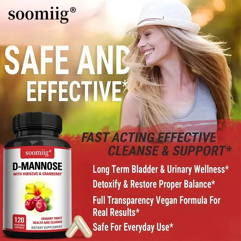 D-Mannose with Hibiscus & Cranbrry Supplement Support Urinary Tract Bladder Health and Reduce Urinary Tract Infections Non-GMO — image 3