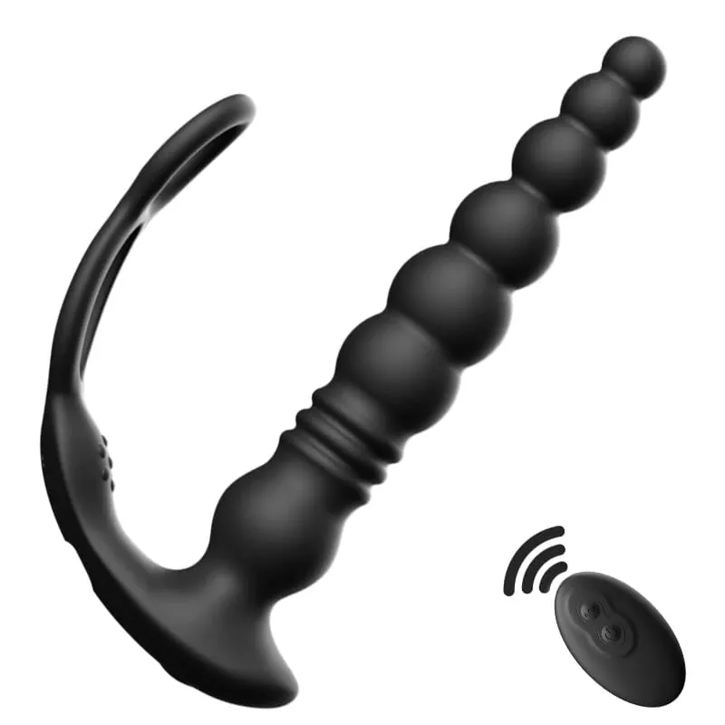 Fernbedienung Sex Spielzeug Verzögerung Ejakulation Lock Pull Perlen Teleskop Vibrierende Doppel Ringe Anal Prostata Stimulation Vergnügen