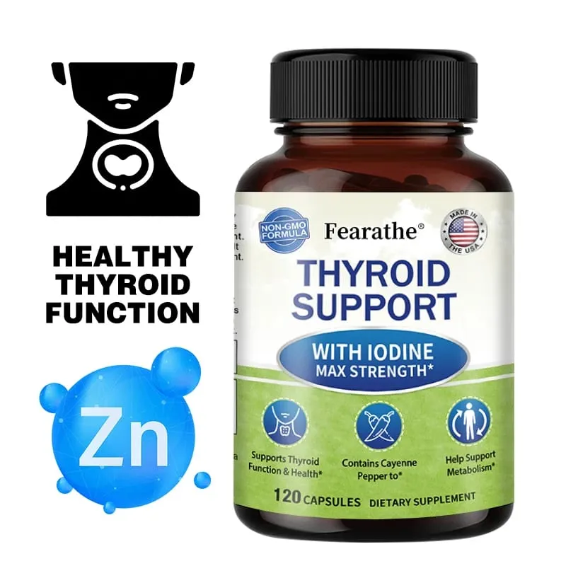 Maximum Strength Iodine Capsules - Thyroid Support Supplement Helps Metabolism For Thyroid Function and Health — image 1