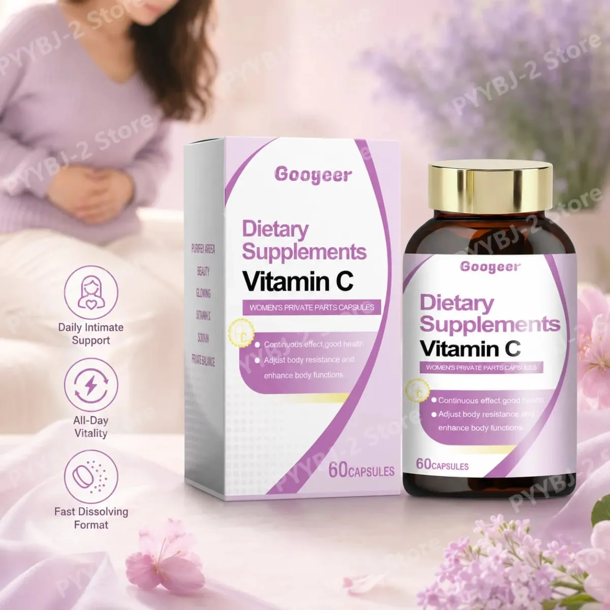 Capsules de vitamine C, 60 capsules de supplément nutritionnel quotidien, format pratique pour le bien-être général et un mode de vie sain — image 2