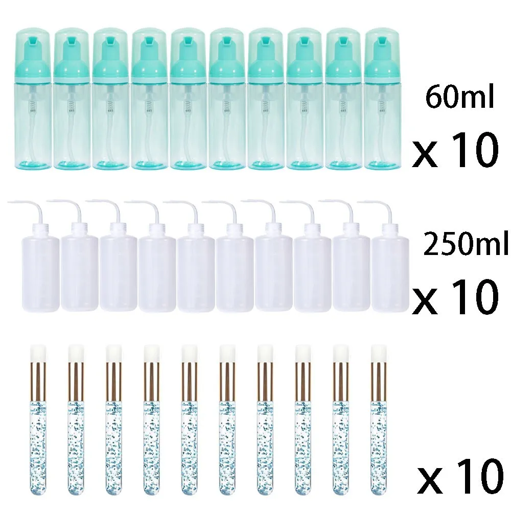 60ml Genopfyldelig lækagefri tomme skummoussepumpeflasker Lash Extension Cleansing Kit Blød børste 250ml skylleflaske Skønhedsværktøj — image 2