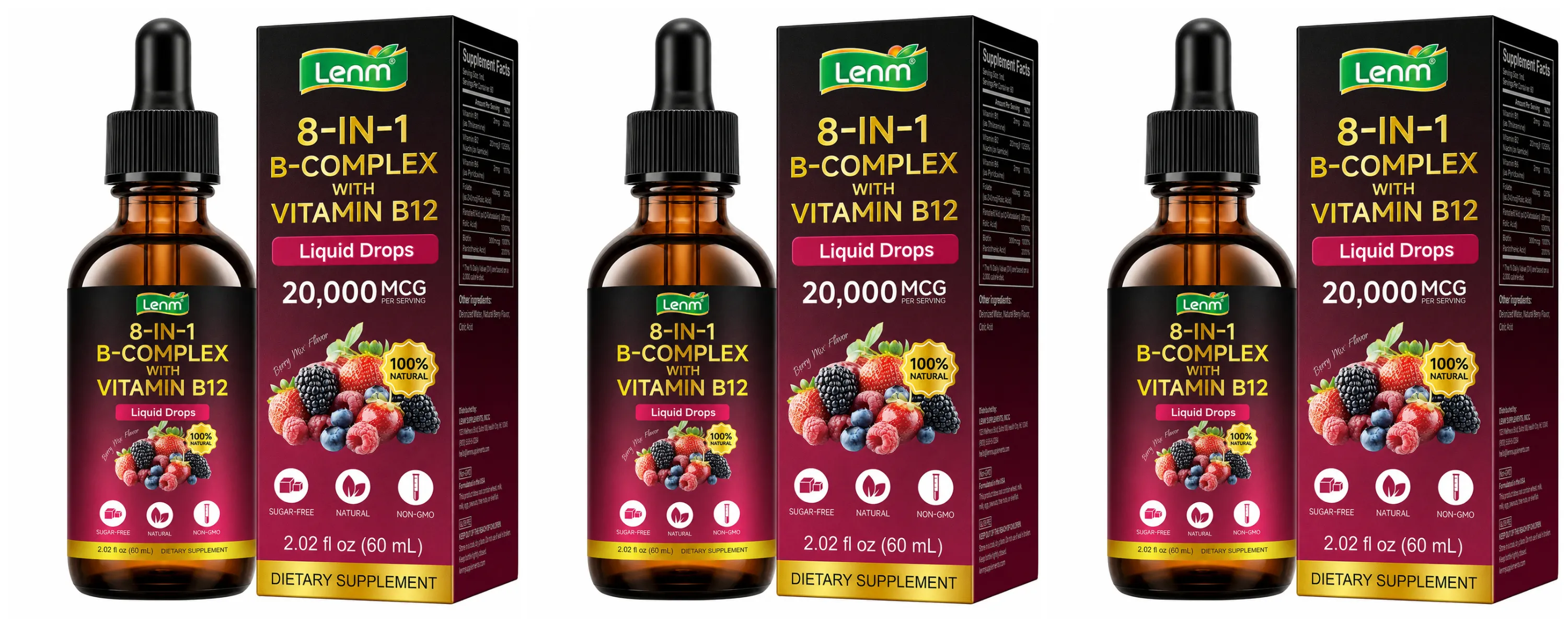 Vitamin B Kompleks 8-dalam-1 Mengurangkan Penyerapan Maksimum dengan Vitamin B12 Folat Menyokong Metabolisme Fokus Tenaga & Kesihatan Saraf 60ML — image 10