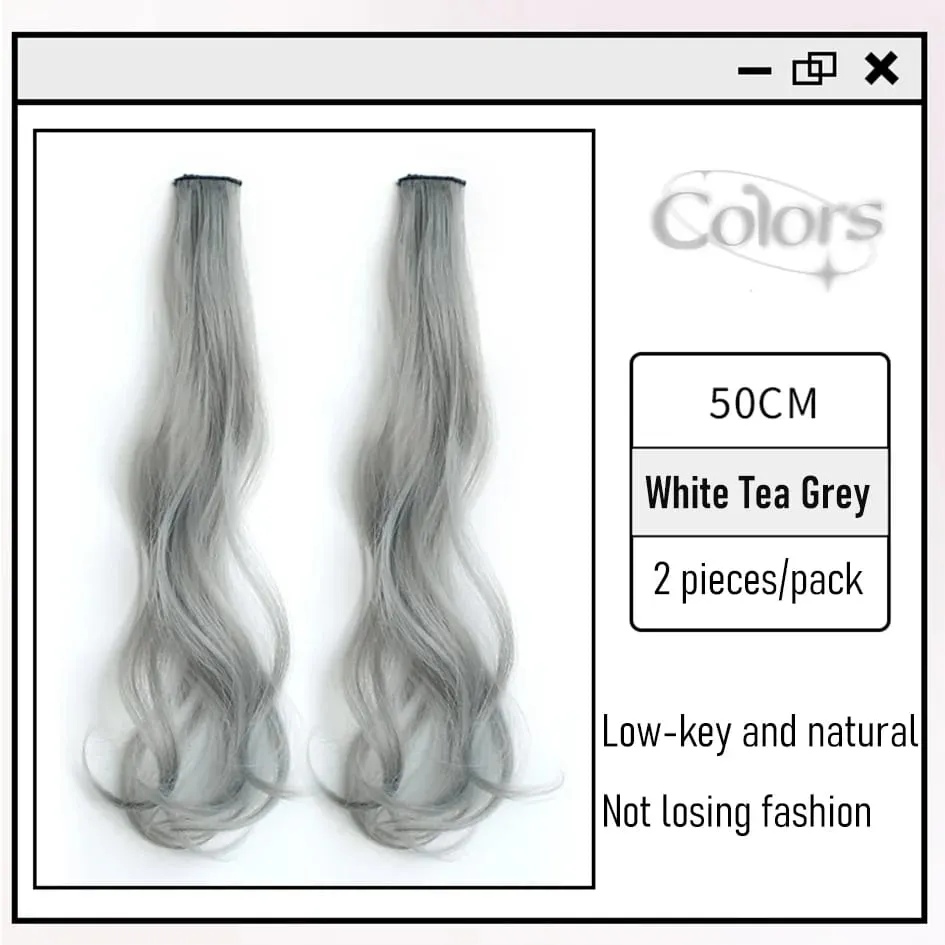 สังเคราะห์ 2 ชิ้น/เซ็ต 50 ซม.สี CURLY Hair Extensions Water WAVE สีชมพู/สีฟ้า/สีม่วงฮาโลวีน/คริสต์มาสวิกผม — image 11