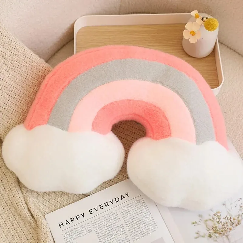 Doce cor arco-íris nuvem estrela lua travesseiro de pelúcia recheado macio flor brinquedo lance travesseiro almofada casa sofá decoração presente para amigo — image 11
