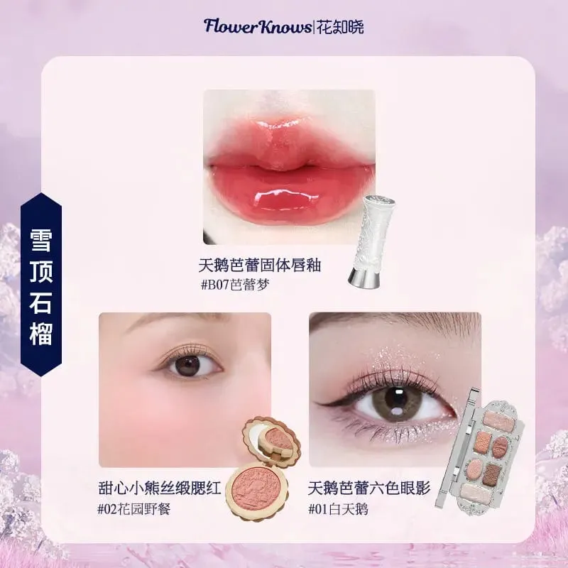 Flowerknows Complete Makeup Gift Set Long-Lasting Lip Glaze Blush & Shimmer Eyeshadow Palette All-in-One ชุดความงามของขวัญกล่อง — image 10