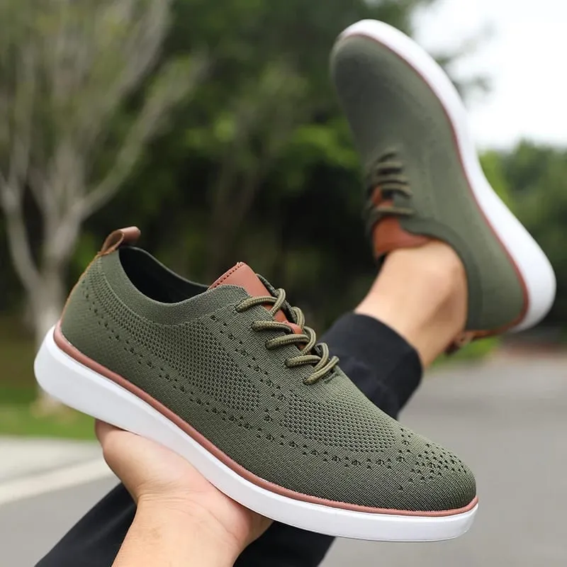 Schlanke Herren-Freizeitschuhe, atmungsaktives Mesh-Obermaterial, bequeme Innensohle, rutschfeste Sohle, lässige Wanderschuhe, Strickdesign, flexible Sohle — image 1