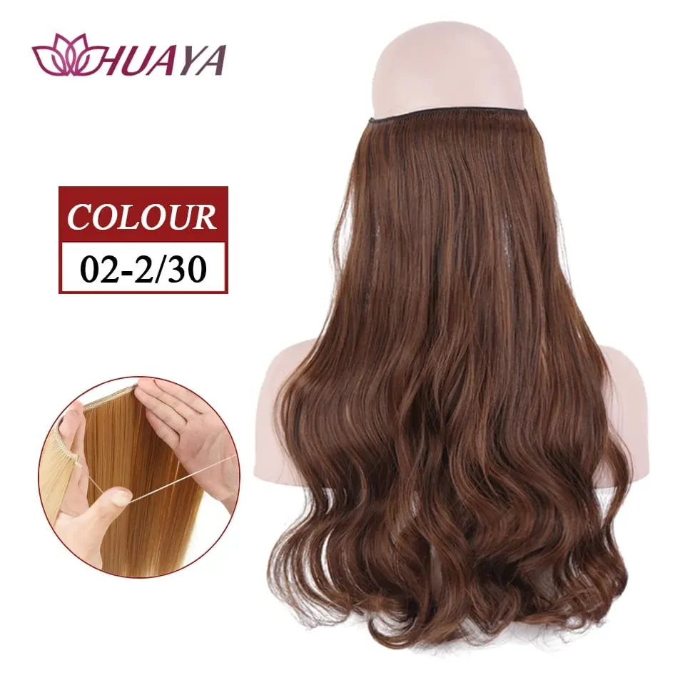 Filo invisibile sintetico lungo rettilineo senza clip nelle estensioni dei capelli Pezzi di capelli finti Linea di pesce segreta Posticci per le donne — image 21