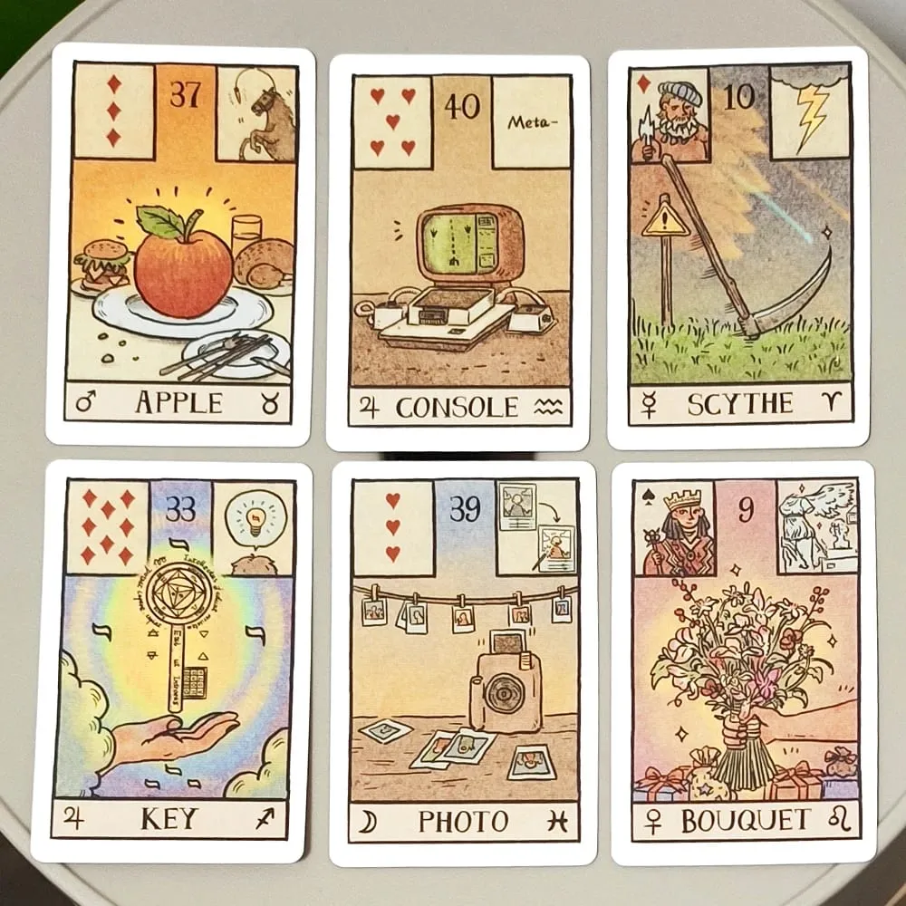 9*6cm Akasha-Auge Lenormand: Weissagungsset mit 61 Karten (36 traditionelle + 12 neue + 13 optionale) moderne illustrierte Orakelkarten — image 1