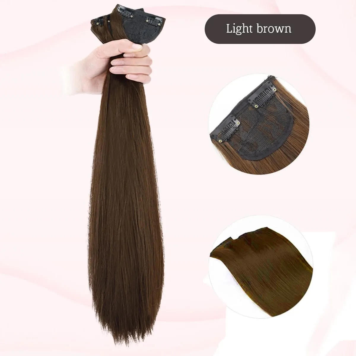 Tampalan rambut palsu sambungan rambut sintetik 16-24 inci tidak kelihatan lancar untuk wanita tiga lurus untuk meningkatkan jumlah rambut
