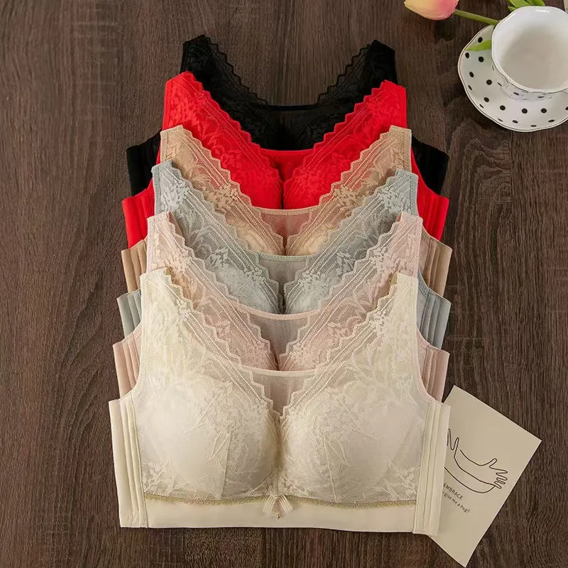 PLUS ขนาดผู้หญิง Bra บางไม่มีแหวนเหล็กสบาย Breathable Bras ชุดชั้นในปรับ Push Up ผู้หญิงเซ็กซี่ชุดชั้นใน Bra BCD ถ้วย — image 2